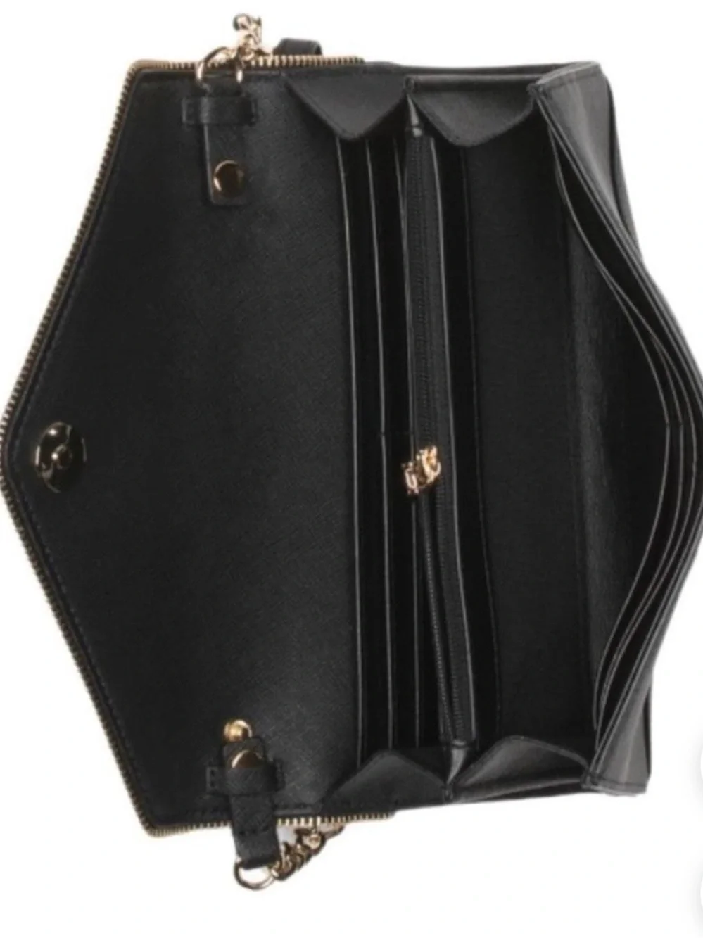 Rebecca Minkoff Black Envelope Clutch with Gold Chain Detail